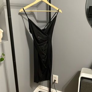 faux leather wrap dress NWOT